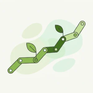 Illustration graphique, courbe ascendante segmentée avec feuilles